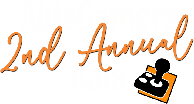 text that says 'AbleGamers 2nd Annual Gala' along with the AbleGamers joystick logo