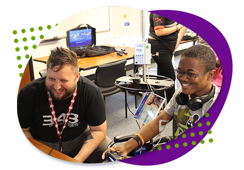 Two guys playing video games