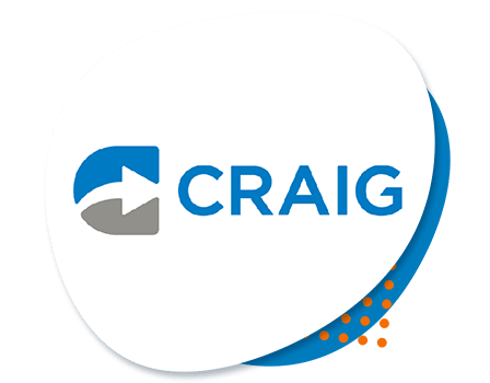 Craig logo adapt Powered by AbleGamers - Craig Hospital logo a C with an arrow logo and the word Craig