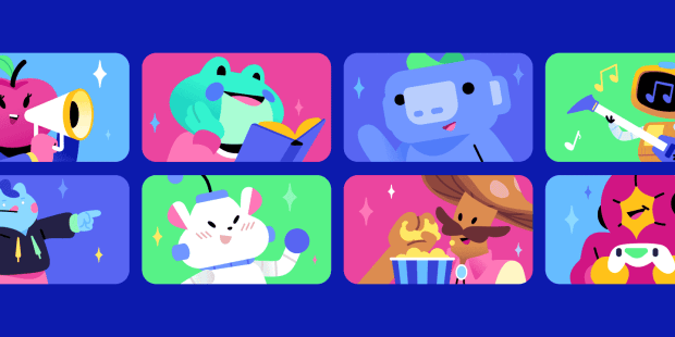 Community Update - Cartoons of an Apple with a megaphone, a frog reading a book, the Discord Wompus, a cat, a frog and a bird