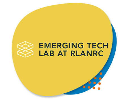 emerging tech stack AbleGamers partner - Emerging Tech Lab at RLANRC logo, two 3d stacked squares and the text Emerging Tech Lab at RLANRC