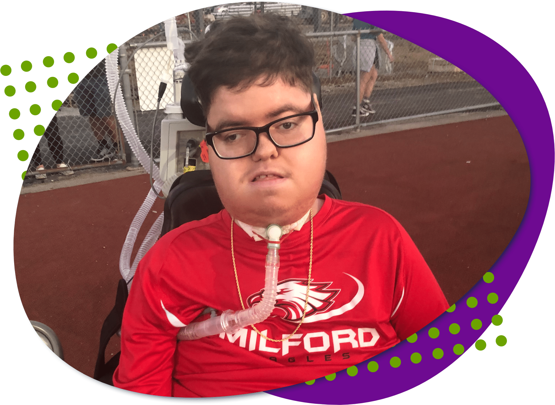 A photo of Glenn, he is wearing a red Milford Eagles shirt