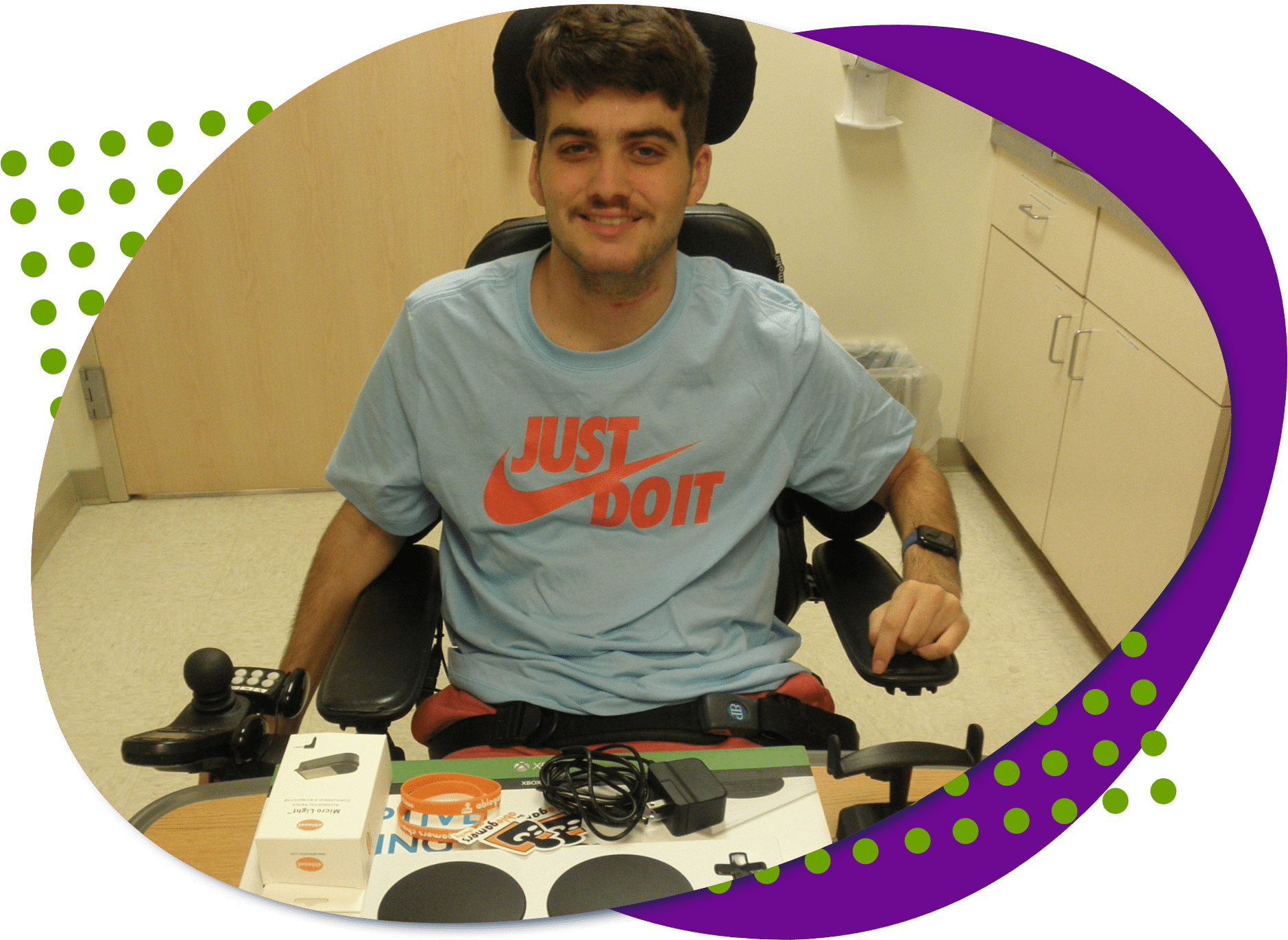 grant stack logo A photo of Grant. He has dark brown hair and a mustache he iw wearing a blue nike tshirt with the slogan Just Do It