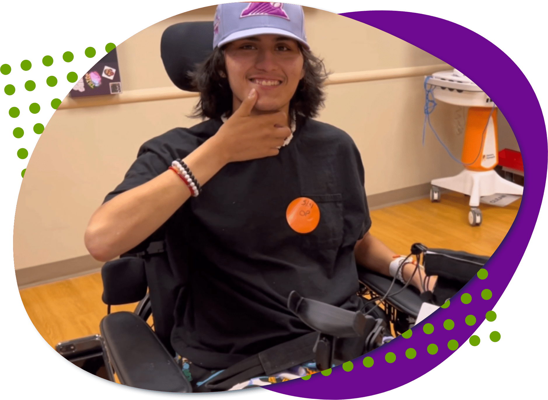 Jon M. A photo of Jon, he has black hair and brown eyes, he is wearing a baseball cap and a black t-shirt. He is smiling and giving the thumbs up.