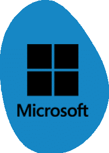 Microsoft Logo, 4 squares like a window with Microsoft below