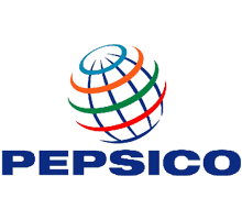 PipsiCo Logo. Colorful Line Globe. Pepsico in blue text under the globe.