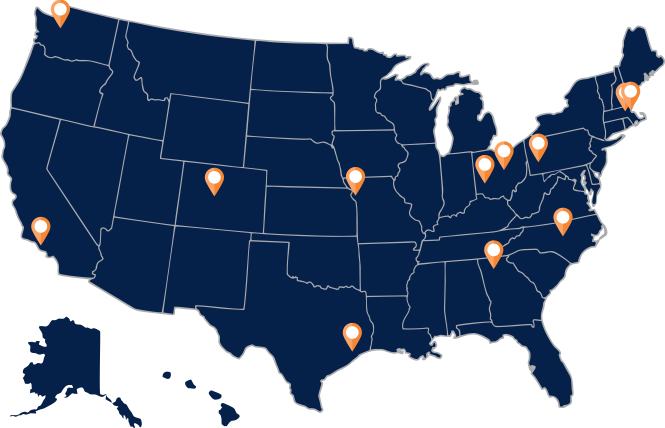 Map of US with markers showing Powered by AbleGamers partner sites